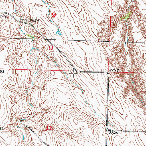 Topographic Map of Rock Springs School, SD
