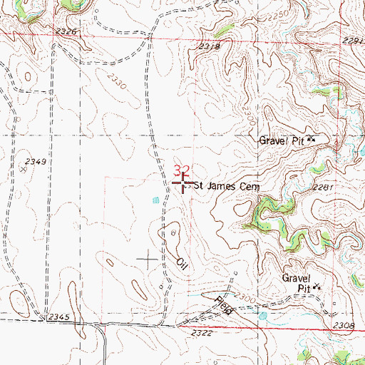 Topographic Map of Saint James Cemetery, SD