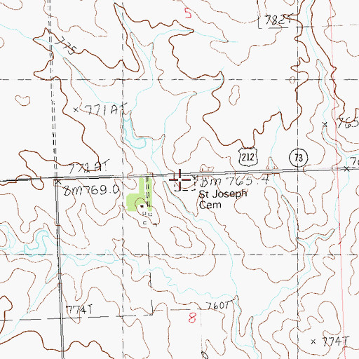 Topographic Map of Saint Joseph Cemetery, SD