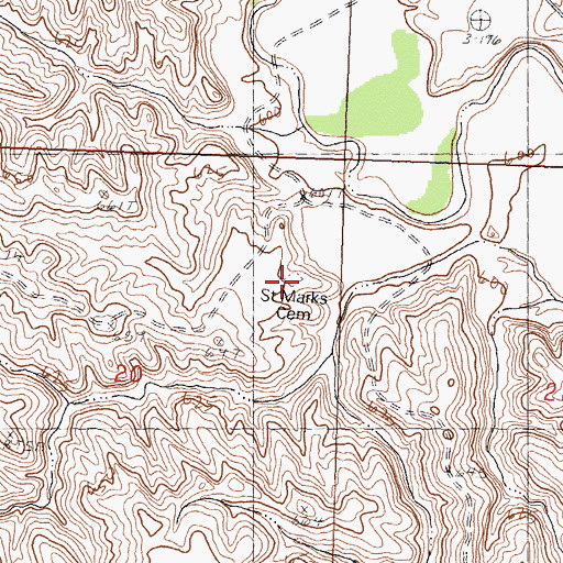 Topographic Map of Saint Mark's Cemetery, SD