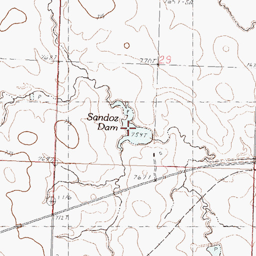 Topographic Map of Sandoz Dam, SD