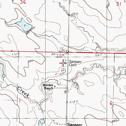 Topographic Map of Sansarc Cemetery, SD