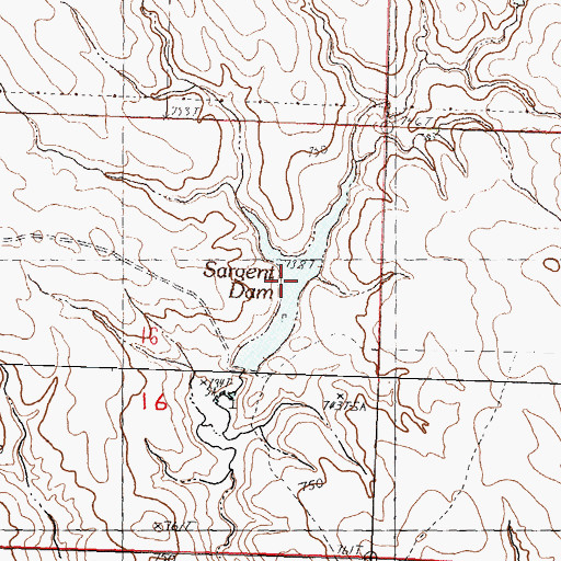 Topographic Map of Sargent Dam, SD