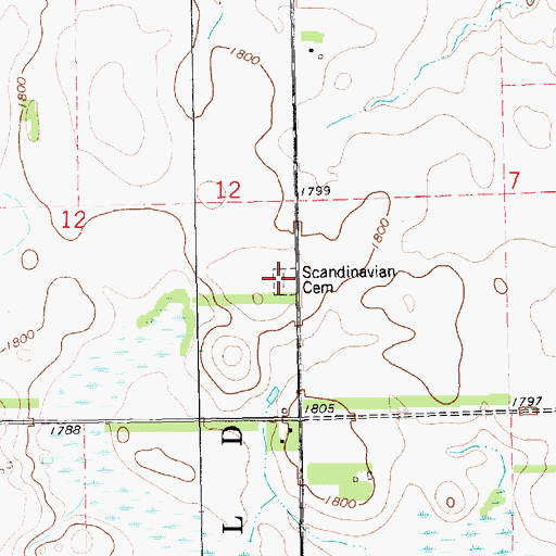 Topographic Map of Scandinavian Cemetery, SD