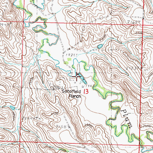 Topographic Map of Schofield Ranch, SD