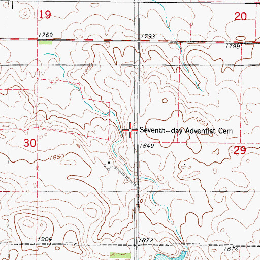Topographic Map of Seventh - Day Adventist Cemetery, SD