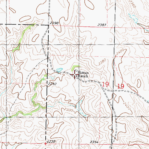 Topographic Map of Skates Ranch, SD