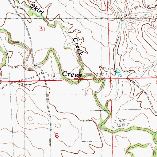 Topographic Map of Skirt Creek, SD