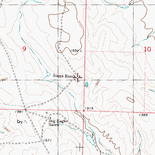 Topographic Map of Sogge Ranch, SD