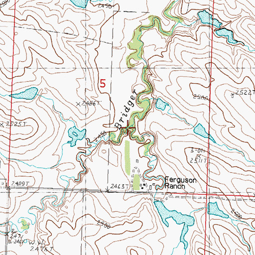 Topographic Map of South Fork Bridger Creek, SD