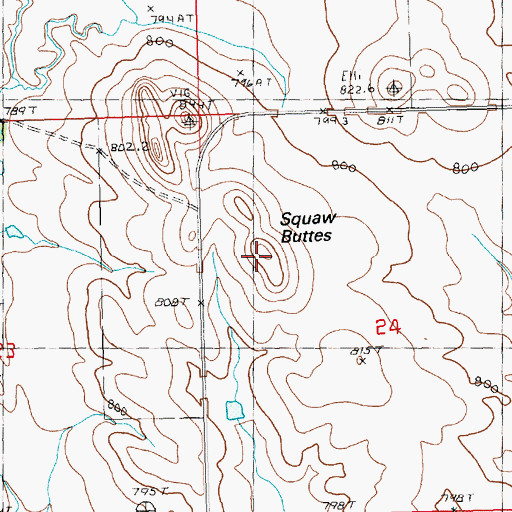 Topographic Map of Vig Buttes, SD
