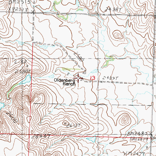 Topographic Map of Oldenberg Ranch, SD