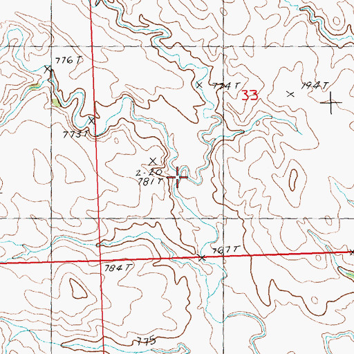 Topographic Map of North Brushy Creek, SD