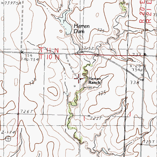 Topographic Map of Herren Ranch, SD
