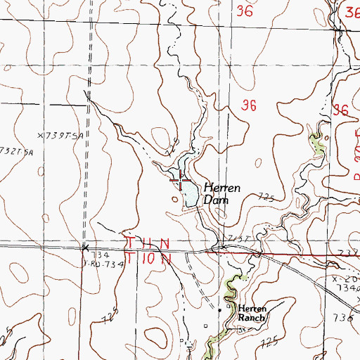 Topographic Map of Herren Dam, SD