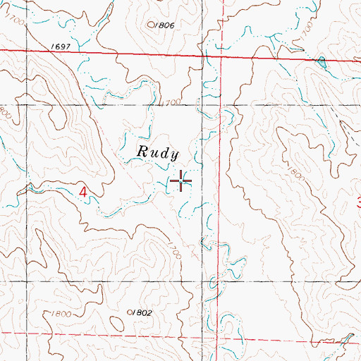 Topographic Map of East Fork Rudy Creek, SD