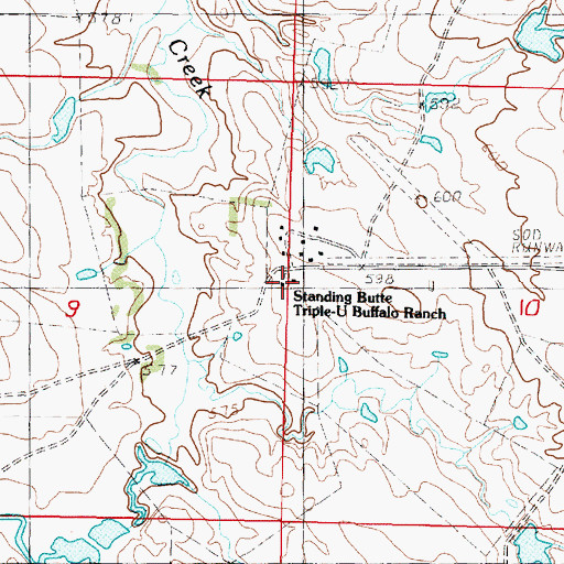 Topographic Map of Standing Butte Triple-U Buffalo Ranch, SD