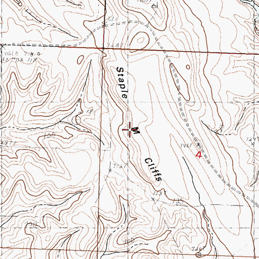 Topographic Map of Staple M Cliffs, SD