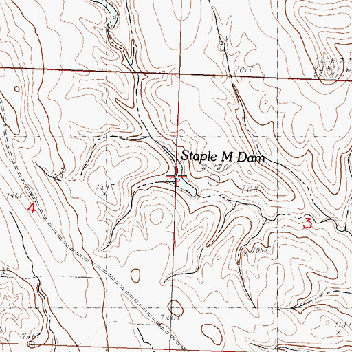 Topographic Map of Staple M Dam, SD