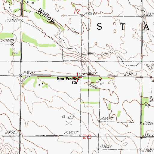 Topographic Map of Star Prairie Church, SD