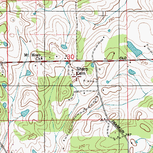 Topographic Map of Sharp Cemetery, AL