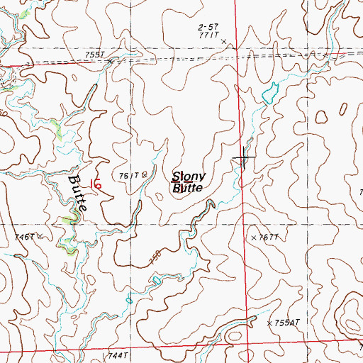Topographic Map of Stony Butte, SD