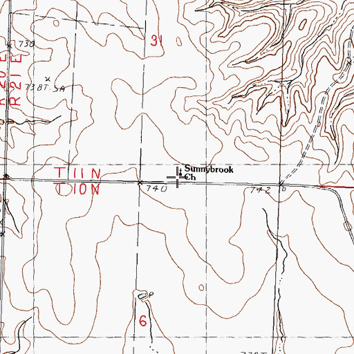 Topographic Map of Sunnybrook Church, SD