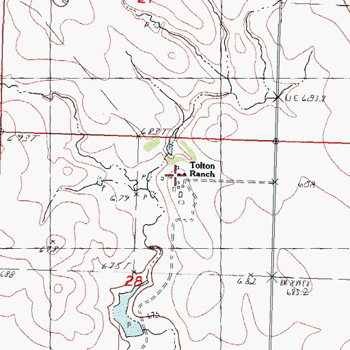 Topographic Map of Tolton Ranch, SD