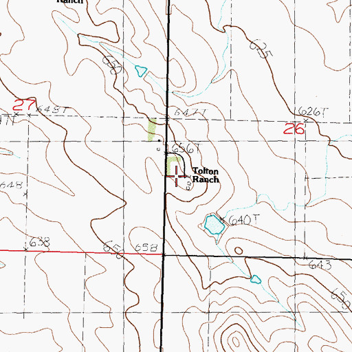 Topographic Map of Tolton Ranch, SD