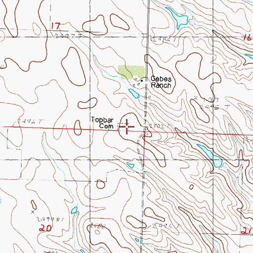 Topographic Map of Topbar Cemetery, SD