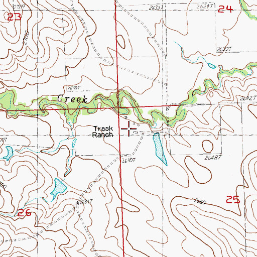 Topographic Map of Trask Ranch, SD