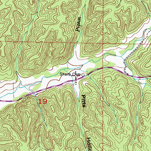 Topographic Map of Sharp Cemetery, AL
