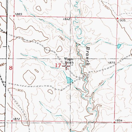Topographic Map of Wager Ranch, SD