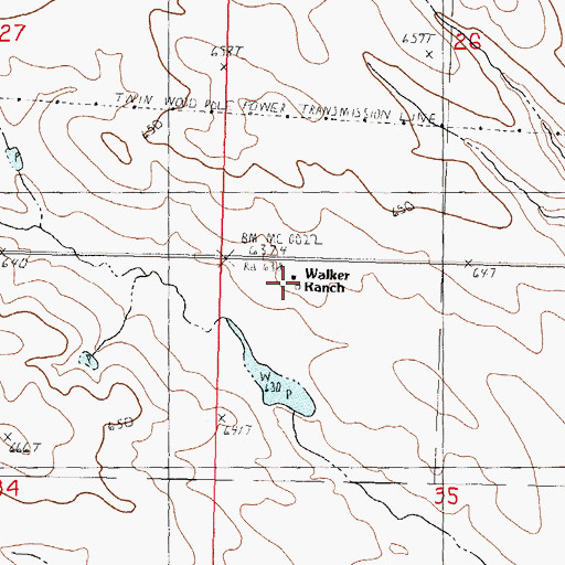 Topographic Map of Walker Ranch, SD