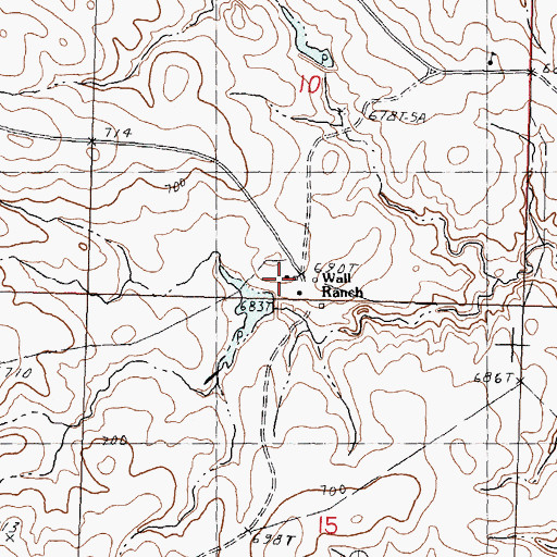Topographic Map of Wall Ranch, SD