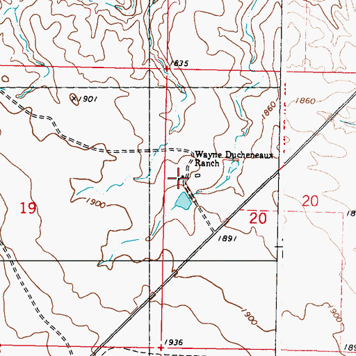 Topographic Map of Wayne Ducheneaux Ranch, SD