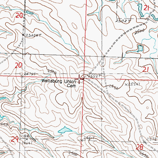 Topographic Map of Wellsburg Union Cemetery, SD