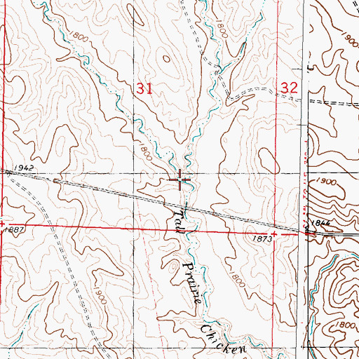 Topographic Map of West Branch Tall Prairie Chicken Creek, SD