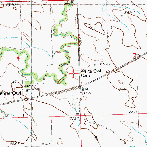 Topographic Map of White Owl Cemetery, SD