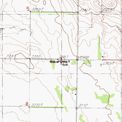 Topographic Map of Willow Creek School, SD
