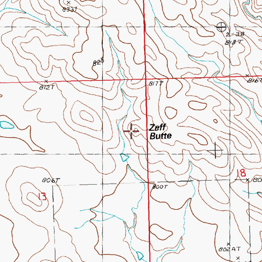Topographic Map of Zeff Butte, SD