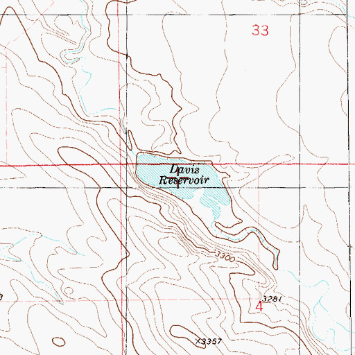Topographic Map of Davis Reservoir, SD