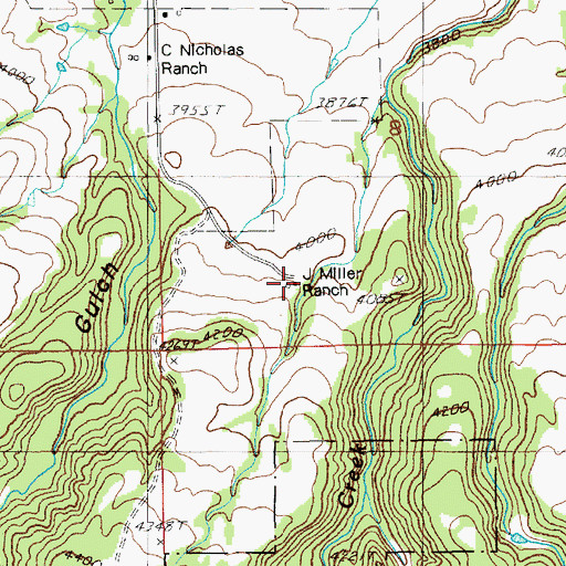 Topographic Map of J Miller Ranch, SD