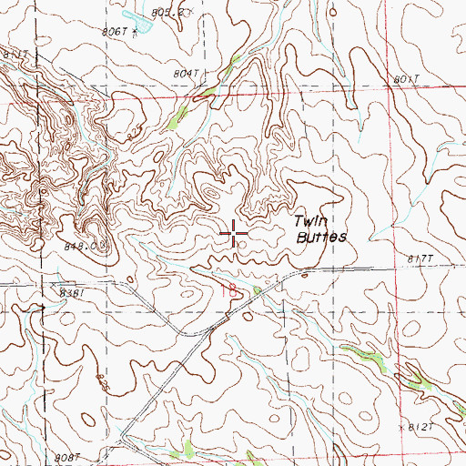 Topographic Map of Twin Buttes, SD