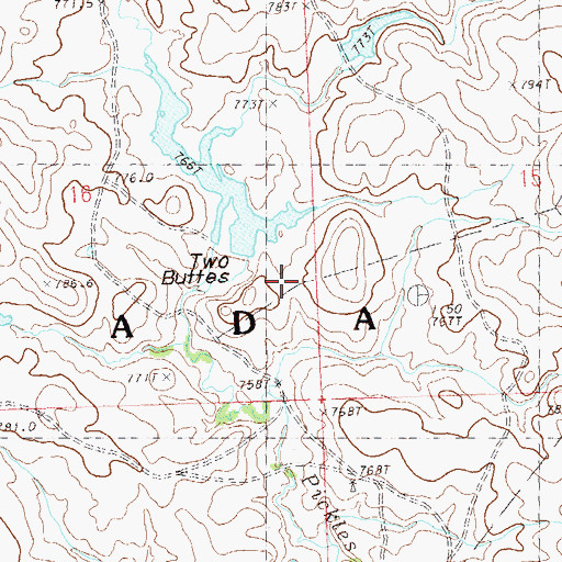 Topographic Map of Two Buttes, SD
