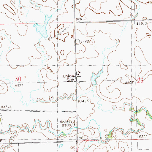 Topographic Map of Union School, SD