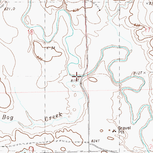 Topographic Map of Bog Creek, SD