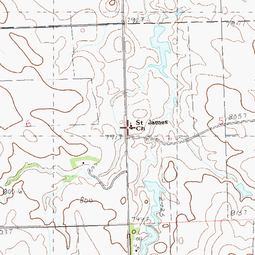 Topographic Map of Saint James Church, SD