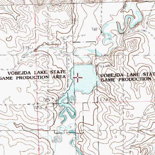 Topographic Map of Vobejda Lake State Game Production Area, SD