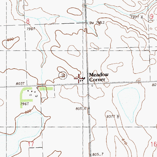 Topographic Map of Meadow Corner, SD
